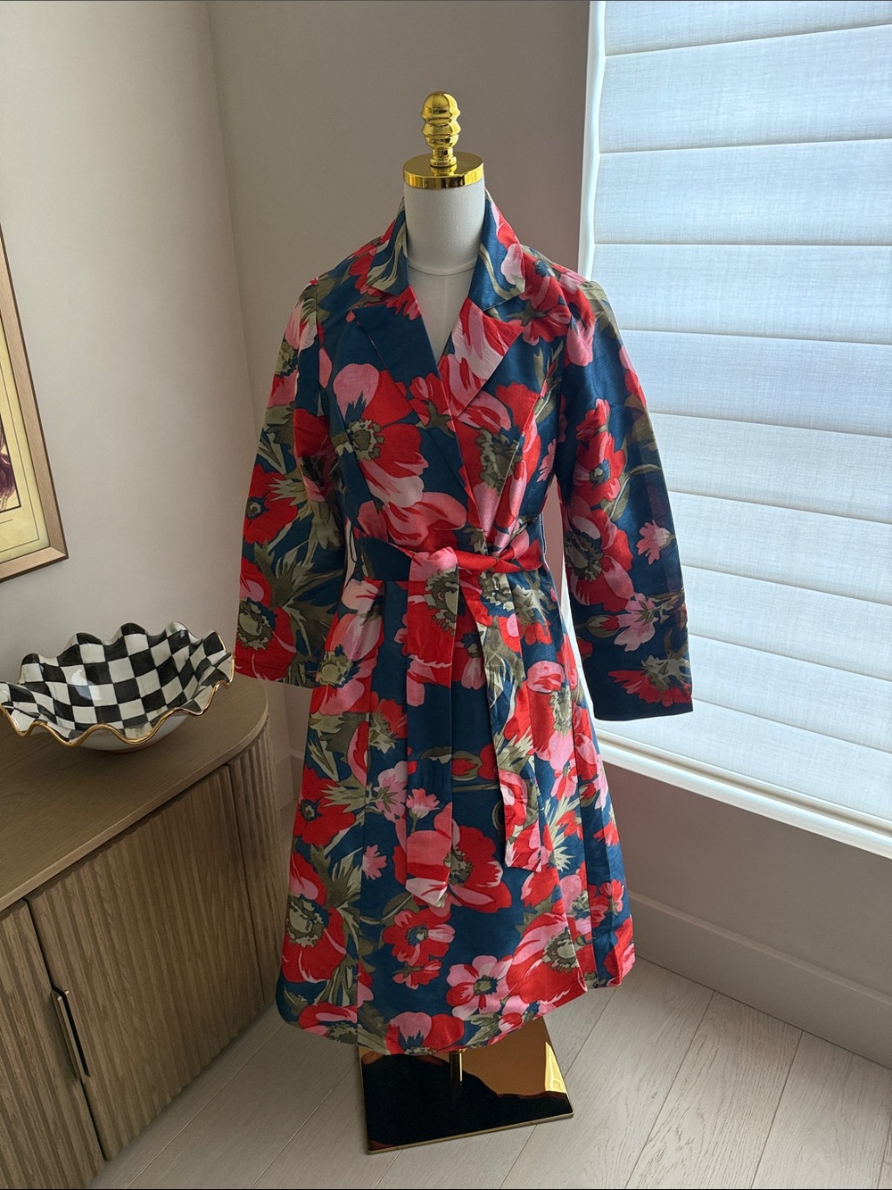 Frances Valentine New York Lucille Wrap Dress Paradise Poppy Size Small Navy Red - Picture 2 of 16